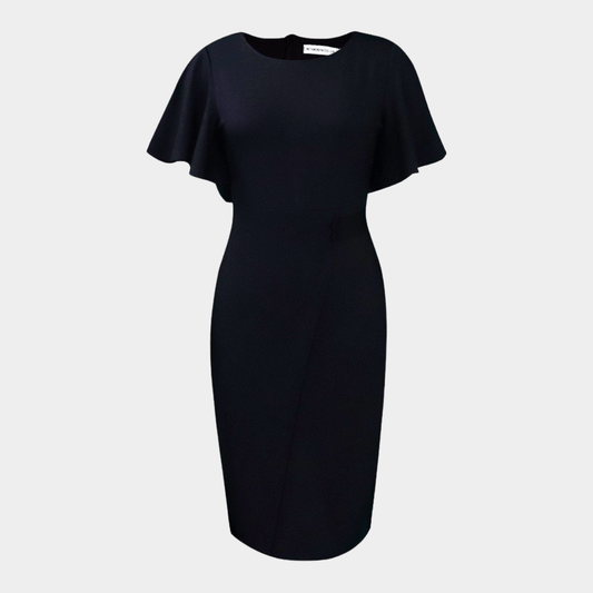Elegant Body-Shaping Midi Dress with Cape Sleeves