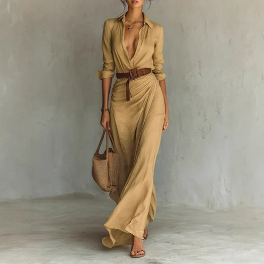 Elegant Flowing Belted Maxi Dress